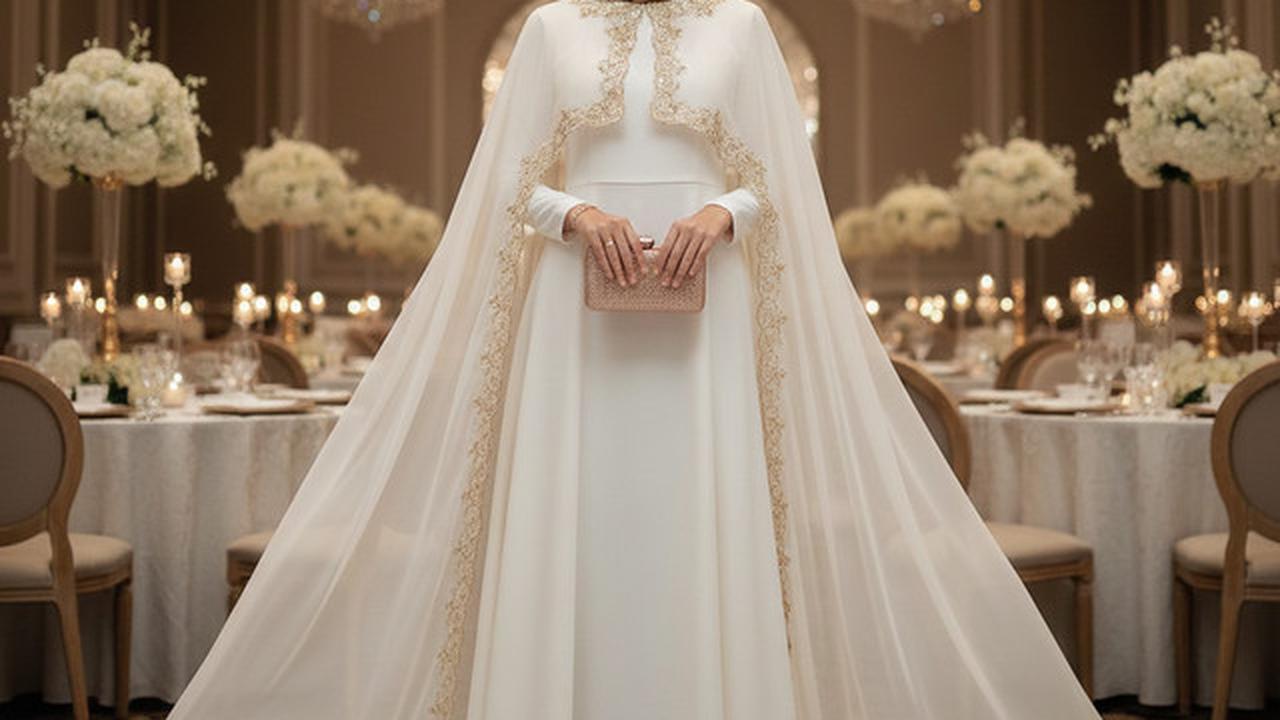 7 Model Gamis Cloud Dancer Kombinasi Gold untuk Kondangan Glamor, Tampil Mewah Tanpa Berlebihan