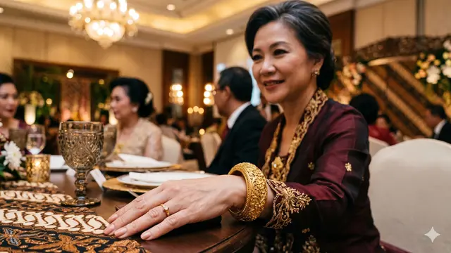 Model Gelang Emas Ukir Klasik untuk Usia 50 Tahun ke Atas (Foto: Gemini AI)