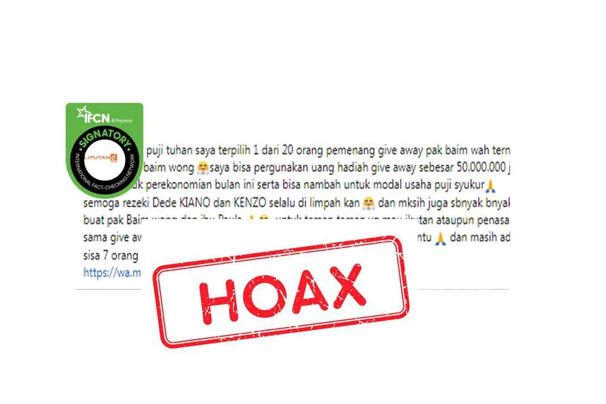Cek fakta Baim Wong bagikan uang Rp 50 juta