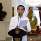 Presiden Joko Widodo saat memberikan keterangan pers terkait penanganan Covid-19 di Istana Merdeka, Jakarta, Selasa, 24 Maret 2020.