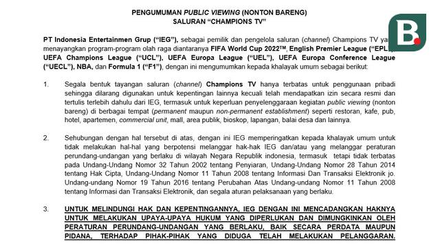 Hak Siar Piala Dunia 2022