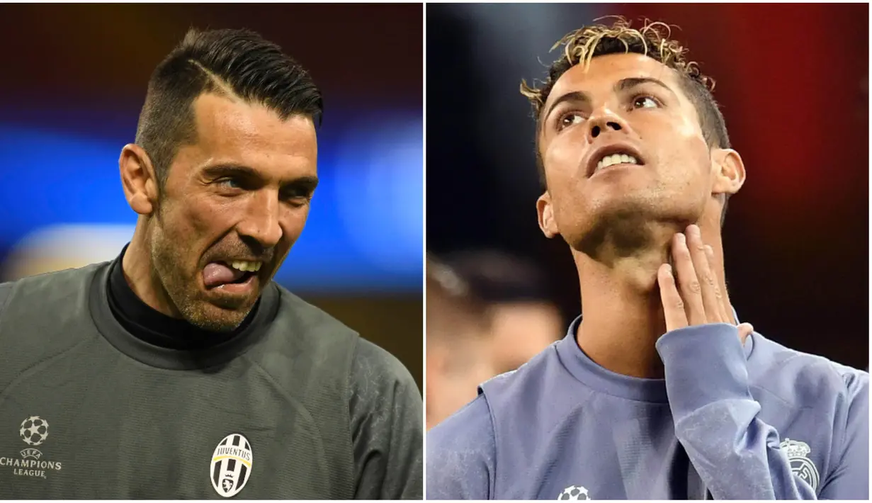 Berikut ekspresi wajah tegang Kiper Juventus, Gianluigi Buffon dan Striker Real Madrid, Cristiano Ronaldo jelang final liga Champions 2017.