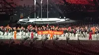 Kontingen Tiongkok pada upacara pembukaan Asian Para Games 2018. (Liputan6.com/Ahmad Fawwaz Usman)