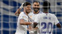 Real Madrid mengalahkan Rayo Vallecano dengan skor 2-1 dalam duel pekan ke-13 La Liga Spanyol 2021/2022, Santiago Bernabeu, Minggu (7/11/2021). (AFP/Pierre Philippe-Marcou)