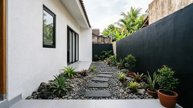 Taman Kering dengan Batu Koral