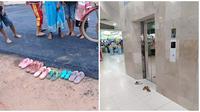 Aksi orang yang lepas sandal di tempat umum ini kocak banget. (Sumber: Twitter/@gothed/Facebook/Agung S Pranoto)