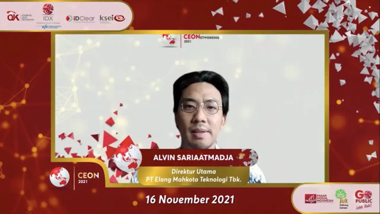 Direktur Utama PT Elang Mahkota Teknologi Tbk (Emtek) Alvin Sariaatmadja dalam acara CEONetworking 2021, Selasa (16/11/2021) (Dok: tangkapan layar/Pipit I.R)