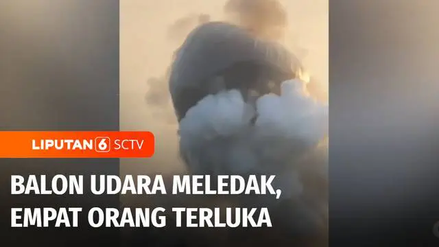 VIDEO: Balon Udara di Ponorogo Meledak saat Diterbangkan, Empat Orang Terluka