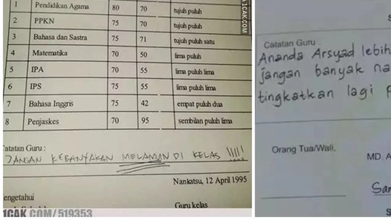 6 Catatan Wali Kelas di Rapor Siswa Ini Bikin Senyum Tipis