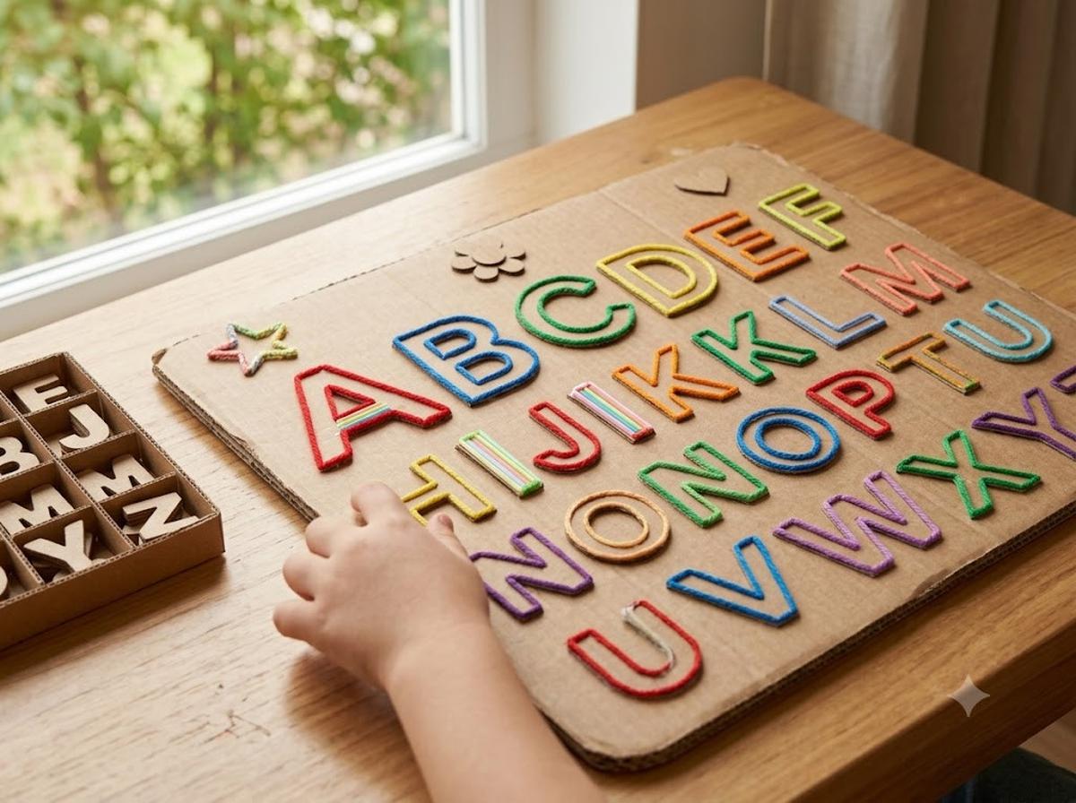 Cara membuat papan belajar huruf dari kardus