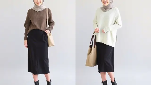 Outfit ke Mall Rok Span dan Sweater Oversize untuk Look Santai Tapi Stylish