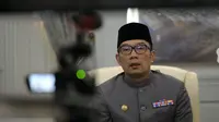 Gubernur Jabar Ridwan Kamil saat memberikan sambutan zikir dan Doa Bersama untuk Kesehatan dan Keselamatan Masyarakat Jabar secara virtual dari Gedung Pakuan, Kota Bandung, Kamis (8/7/2021)