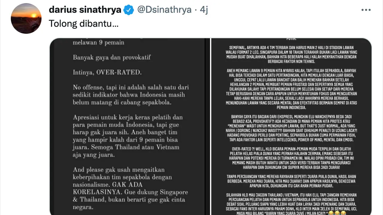 Unggahan Darius Sinathrya. (Foto: Dok. Instagram @darius_sinathrya)