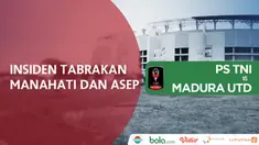Terjadi insiden tabrakan yang menyebabkan pendarahan antara dua pemain PS TNI dan Madura United.