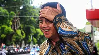 Basuki Tjahaja Purnama atau Ahok juga mengatakan bahwa kehadirannya dalam pemeriksaan hari ini dikarenakan kasus tersebut muncul saat ia masih menjabat sebagai komisaris PT Pertamina. (Liputan6.com/Angga Yuniar)