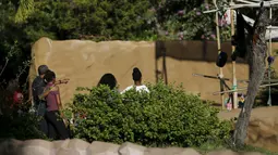 Presiden Amerika Serikat, Barack Obama (kiri) memeluk anaknya Sasha saat berkunjung ke di kebun binatang Honolulu, Hawaii, (2/1). Barack Obama dan keluarga telah 2 minggu berada di Hawaii. (REUTERS / Jonathan Ernst)