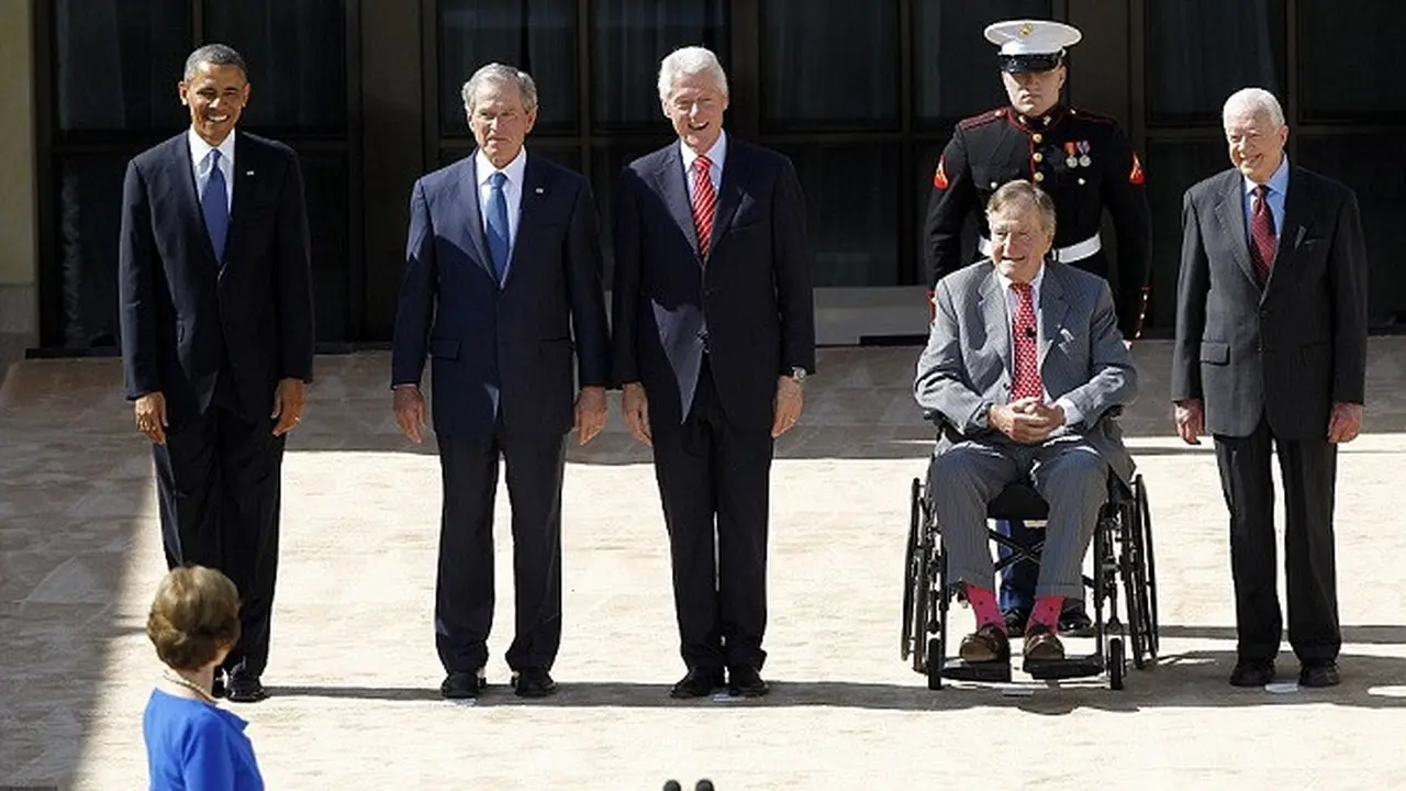 Para mantan Presiden AS mulai dari Barack Obama, Bush Jr, Bill Clinton, Bush Sr, dan Jimmy Carter
