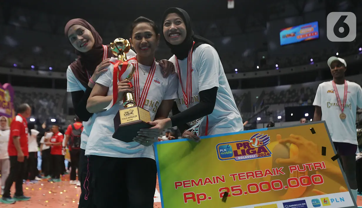 Megawati Hangestri Pertiwi berhasil meraih gelar Pemain Terbaik Putri Proliga 2024 usai mengantar Jakarta BIN menjuarai Proliga 2024. (Liputan6.com/Helmi Fithriansyah)