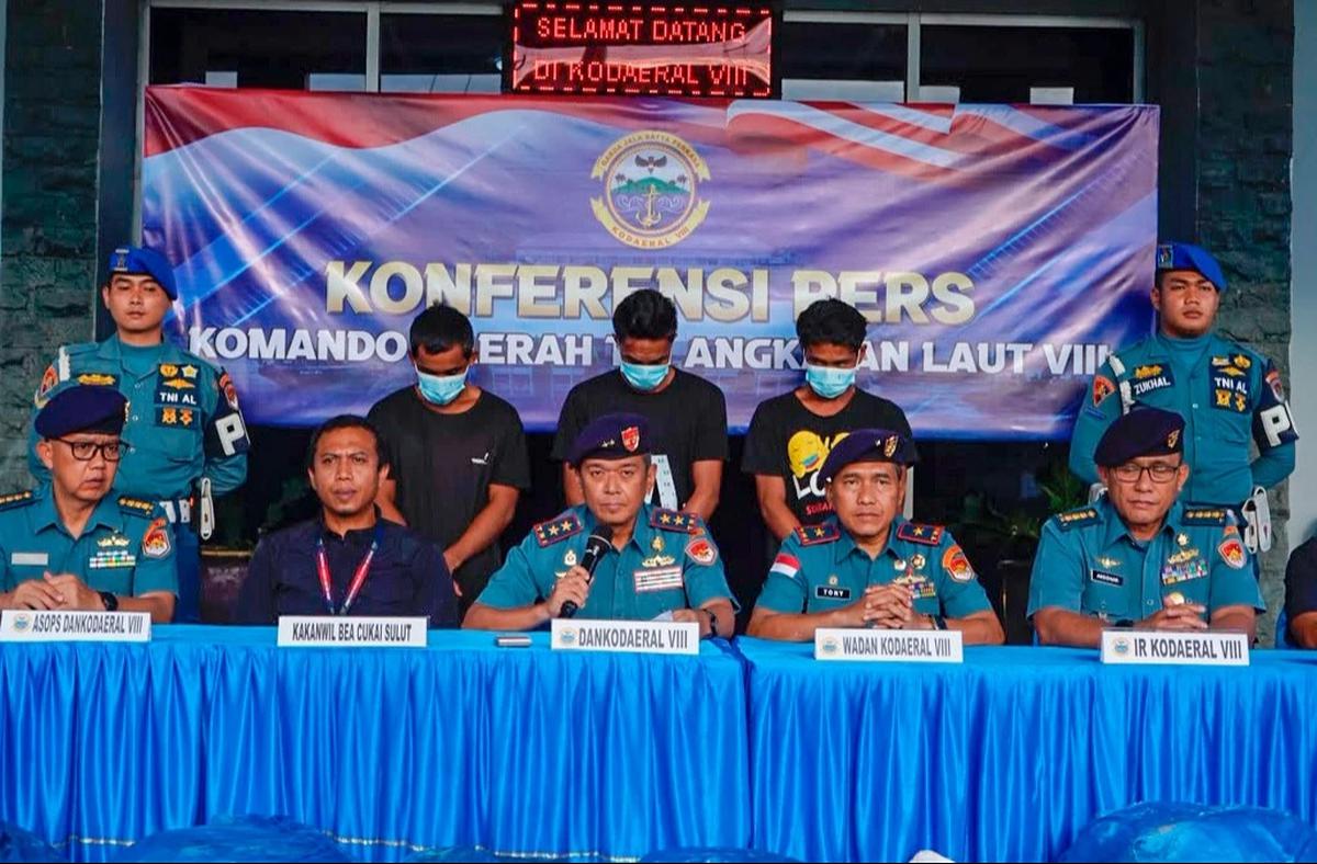 FOTO: TNI AL Gagalkan Penyelundupan Barang Ilegal dari Filipina di Perairan Sulawesi Utara