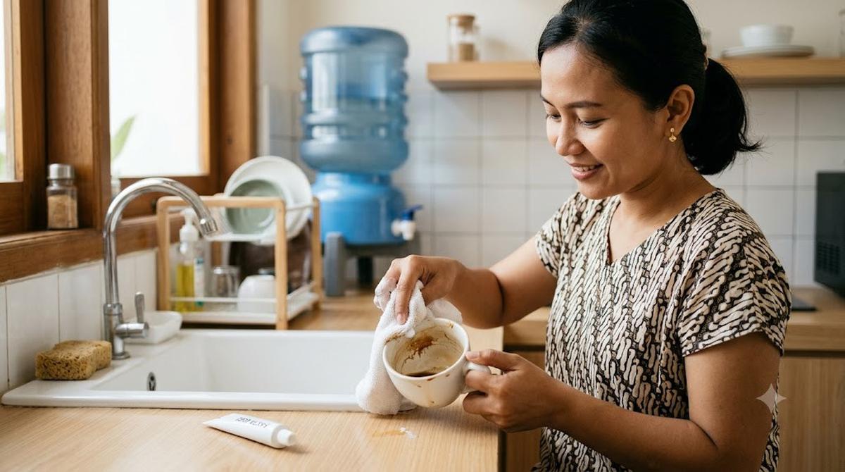 Cara Menghilangkan Noda Teh di Cangkir Putih