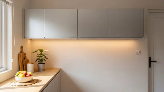 Lemari Gantung Aluminium Tanpa Pegangan (Handleless)