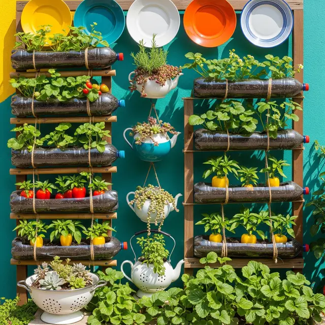 Ide Kebun Buah Kombinasi Dekoratif dengan Barang Bekas Dapur untuk Ibu-ibu PKK (Image by Gemini AI)