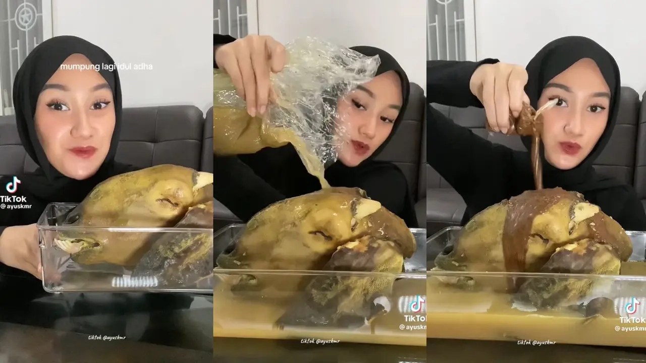 Pengguna TikTok Unggah Video Viral Makan Kepala Kambing Utuh