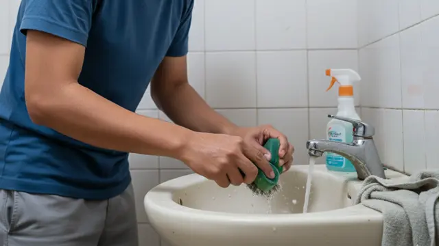 Membersihkan kerak keran