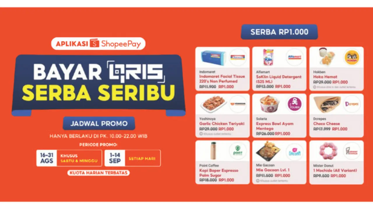 Weekend Hemat Saat Gajian, Nikmati Promo QRIS ShopeePay Serba Rp1.000