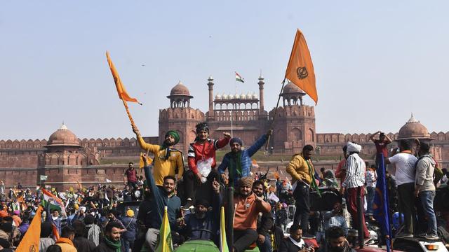 Demonstrasi petani di India (AP Photo / Dinesh Joshi)