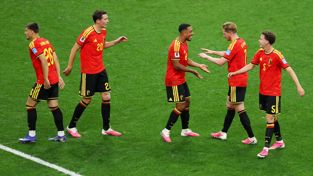 Selebrasi pemain Belgia saat mencukur Selandia Baru di Piala Dunia 2026
