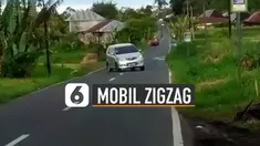 Hal tidak terduga terjadi pada sebuah mobil yang dikendarai secara zigzag.