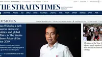 Jokowi jadi headline berita di media Singapura The Straits Times. (Screen Grab)