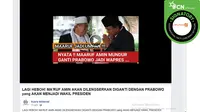 Cek Fakta: Tidak Benar Prabowo Bakal Gantikan Ma'ruf Amin sebagai Wakil Presiden RI