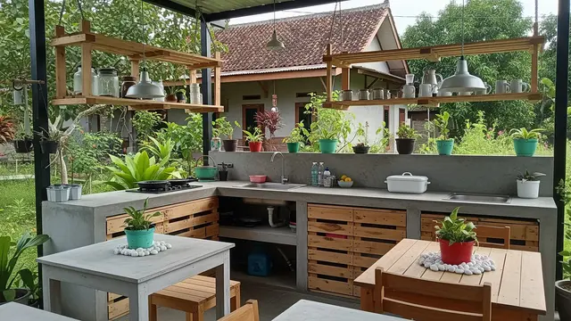 Tips Menata Dapur Outdoor Murah Tapi Elegan di Belakang Rumah Kecil/Ilustrasi Gemini AI