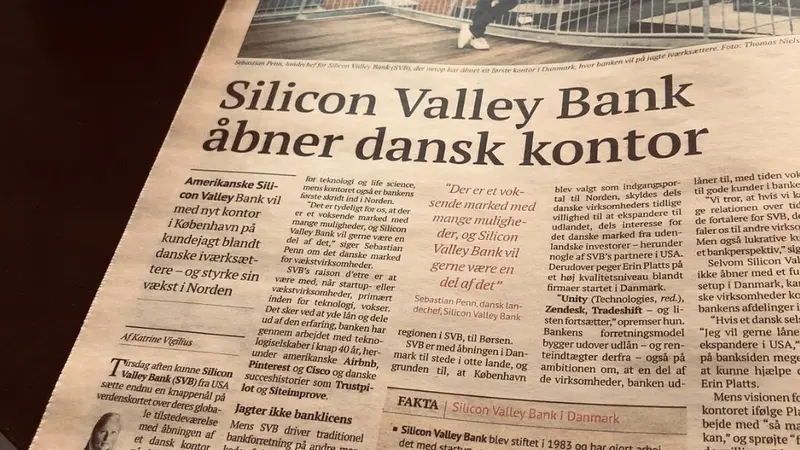 Silicon Valley Bank (SVB) dinyatakan tutup. Foto dari akun Instagram SVB ketika bank ini ekspansi di Denmark.