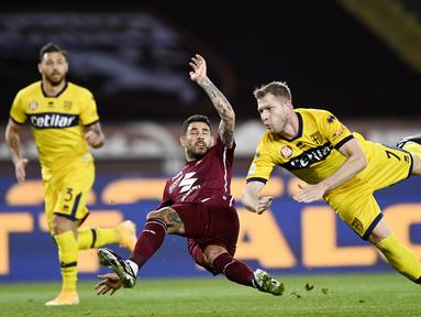 Perjuangan Parma untuk bertahan di Serie A berakhir sudah. Klub yang pernah berjaya di era 1990-an itu dipastikan menyusul Crotone turun kasta ke Serie B musim depan. (Fabio Ferrari/LaPresse via AP)