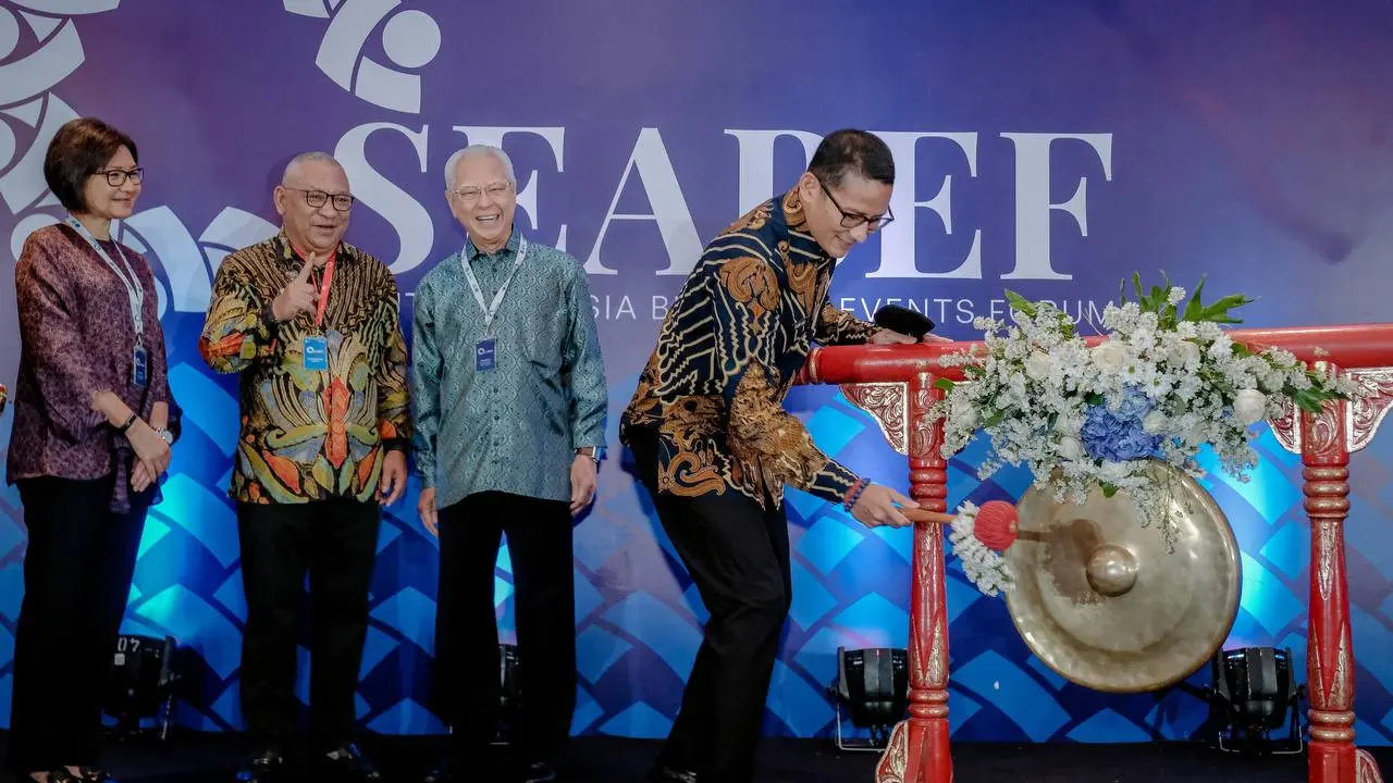 Menparekraf Sandiaga Uno saat membuka konferensi internasional Southeast Asia Business Event Forum (SEABEF)