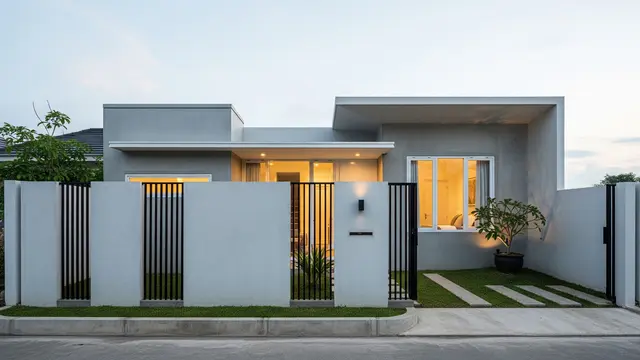 Desain Pagar Beton Ekspos dan Besi yang Sedang Tren pada Rumah Modern 2026/Gemini AI