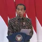 Presiden Joko Widodo atau Jokowi pada acara OJK Virtual Innovation Day 2021 di Istana Negara, Senin (11/10/2021).