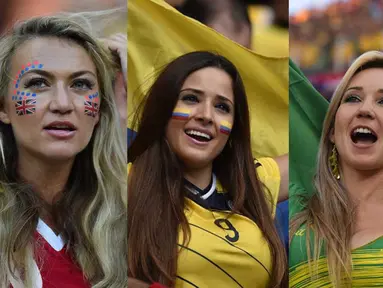 Ternyata Piala Dunia 2014 mampu menghipnotis para kaum hawa berparas cantik (AFP PHOTO / FABRICE COFFRINI ) 