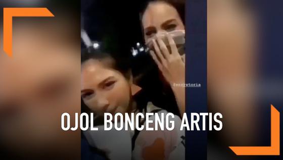 VIDEO: Driver Ojol Bonceng Tiga Bareng Artis Cantik, Warganet Iri