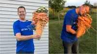 Wortel milik petani bernama Christopher Qualley dari Otsego, Minnesota, memecahkan rekor dunia wortel terberat. (Sumber Twitter/@GWR)