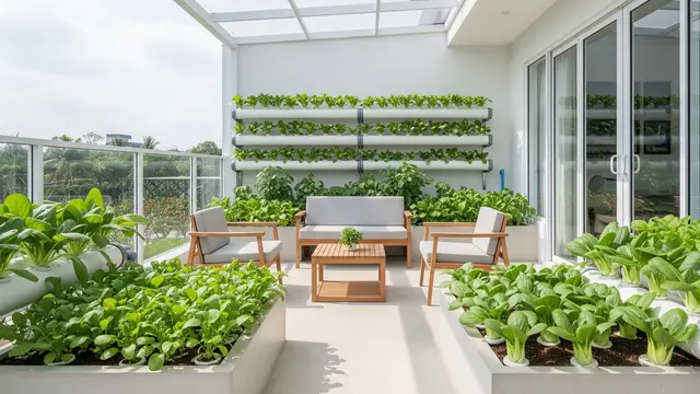Inspirasi Rumah dengan Kebun Pangan Mengelilingi Teras (AI)