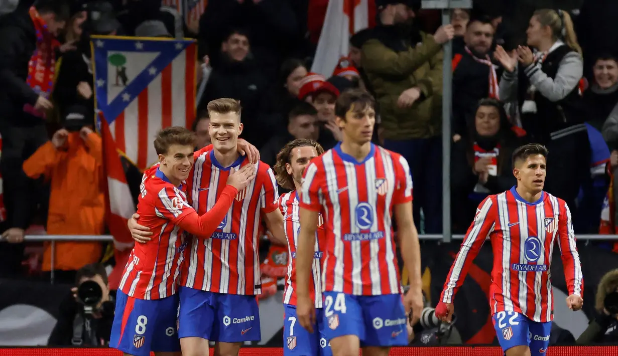 Pada menit ke-70, Atletico de Madrid berhasil menggandakan keunggulan atas Barcelona lewat aksi Alexander Sorloth. (OSCAR DEL POZO/AFP)