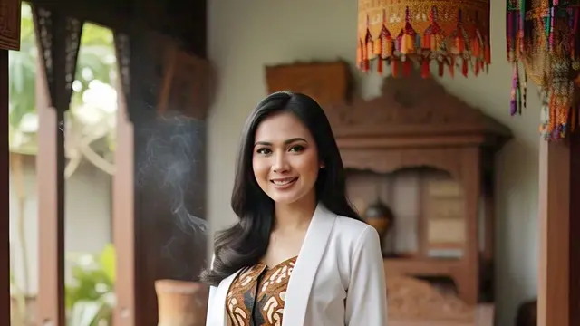 Batik Kombinasi Polos: Padukan dengan Blazer atau Outer  /Meta AI