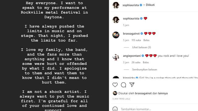 Tangkapan layar Instagram terverifikasi @sophiaurista