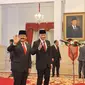 Presiden Joko Widodo atau Jokowi melantik Agus Harimurti Yudhoyono (AHY) menjadi Menteri Agraria Tata Ruang/Kepala Badan Pertanahan Nasional atau Menteri ATR/BPN. (Lizsa Egeham).