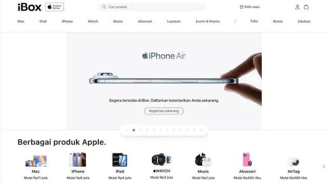 Pre-Order iPhone 17 series di web iBox Indonesia.