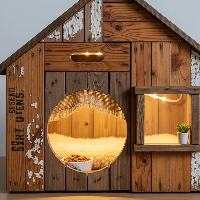 Ide Rumah Kucing dari Peti Kayu Bekas (AI Generated)
